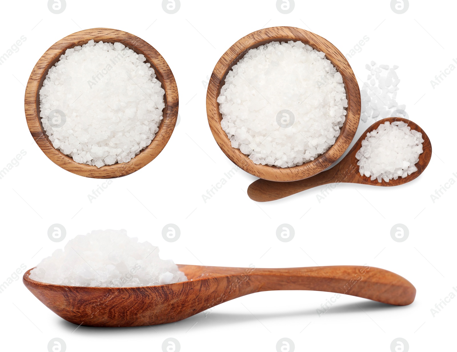 Image of Set of natural salt isolated on white