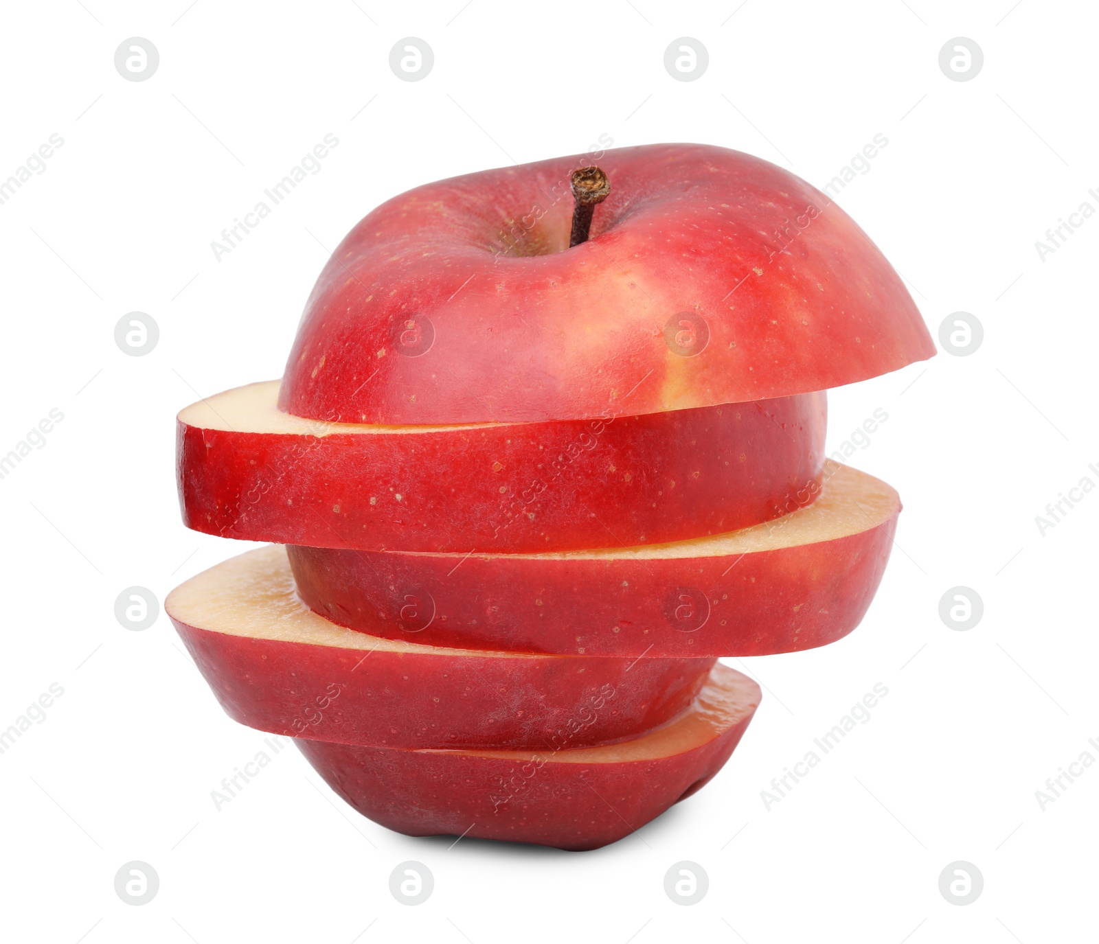 Photo of Sliced ripe red apple isolated on white