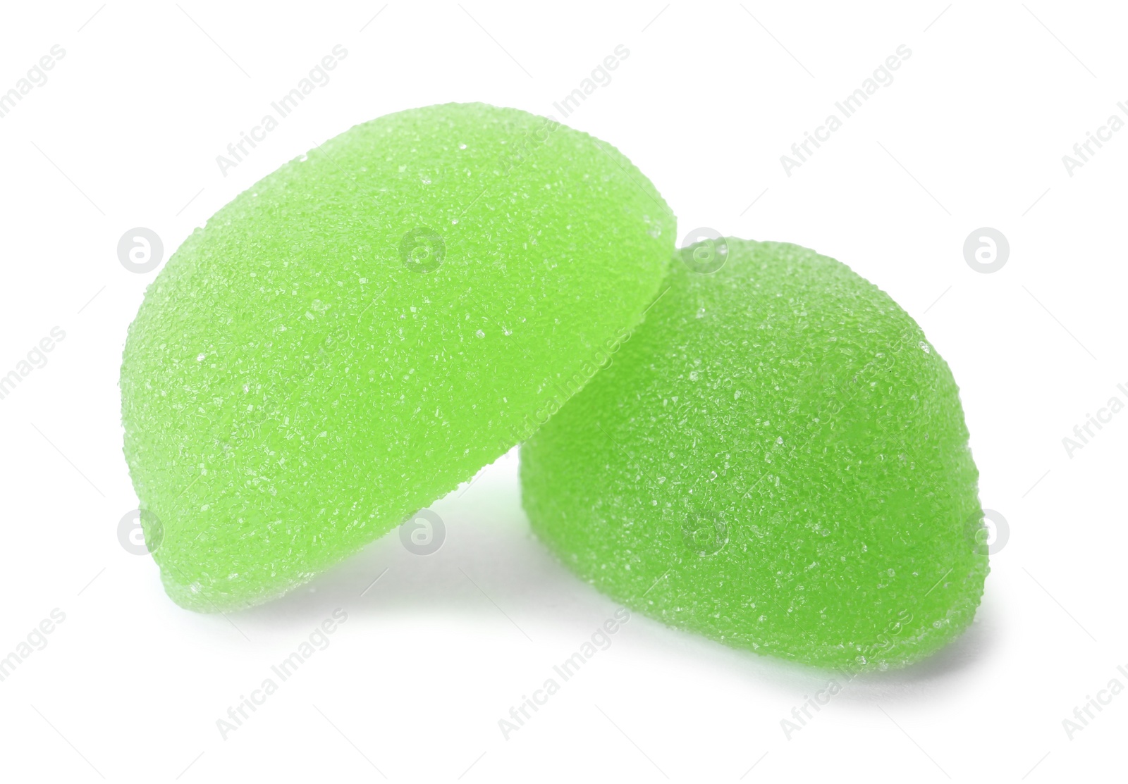 Photo of Bright delicious jelly candies on white background