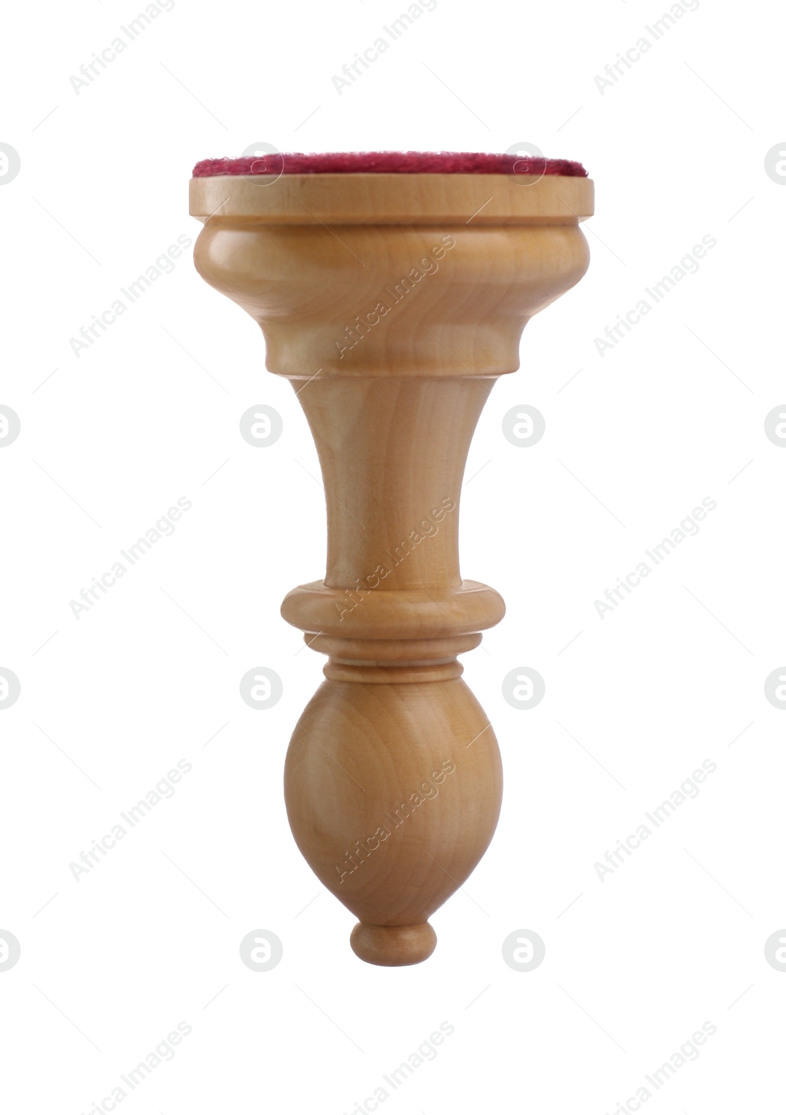 Photo of One wooden chess bishop isolated on white