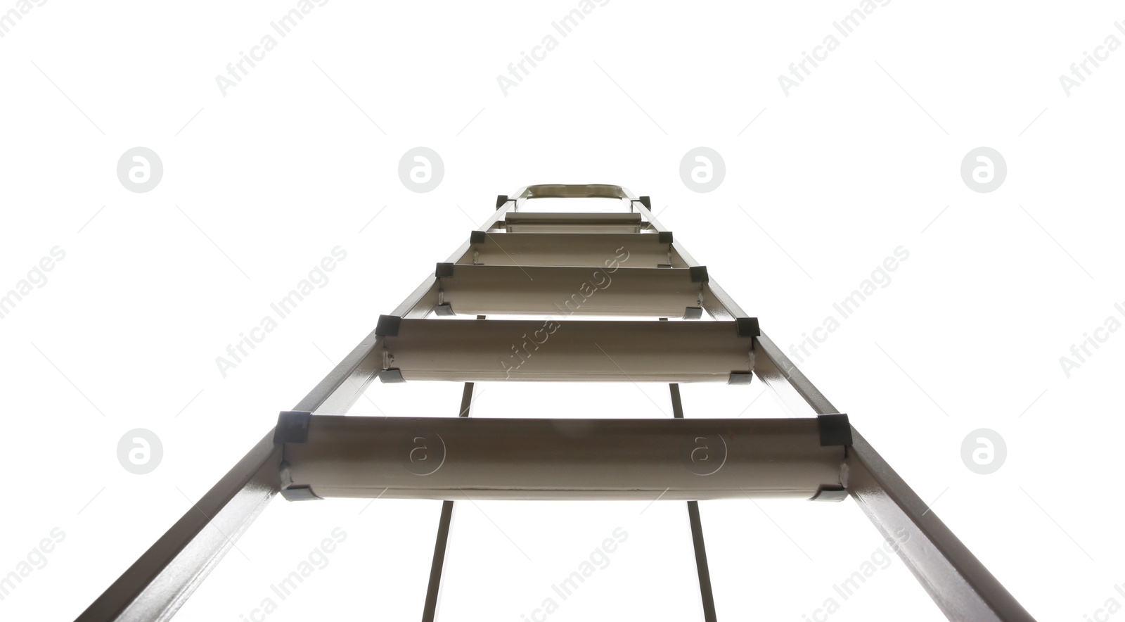 Photo of Metal stepladder isolated on white, low angle view