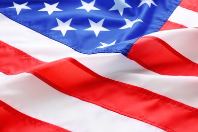 American flag as background, closeup. National symbol