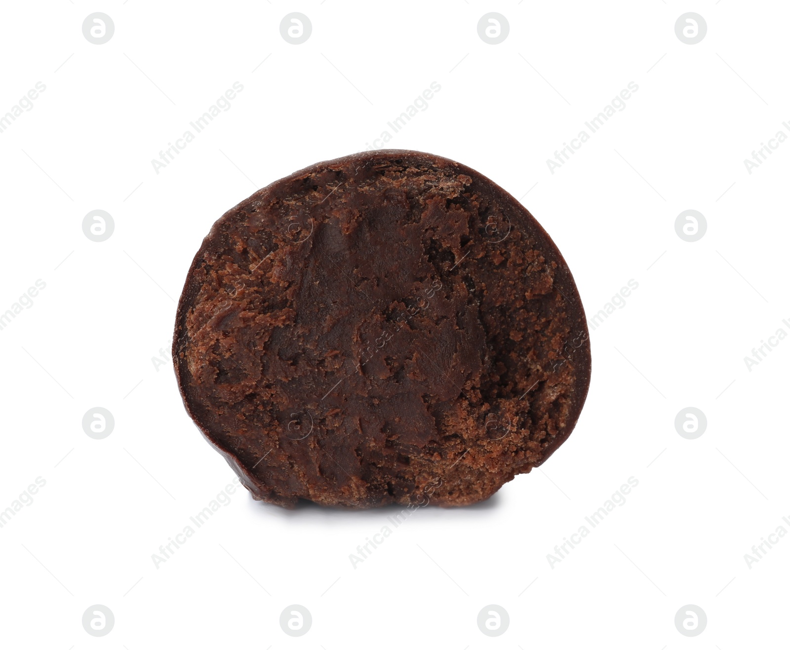 Photo of Delicious sweet chocolate truffle isolated on white