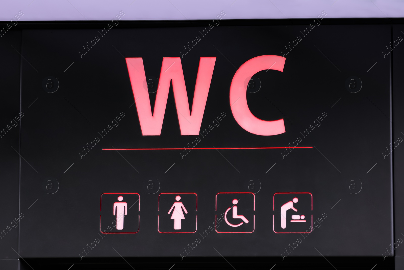 Image of Sign of public toilet with different symbols