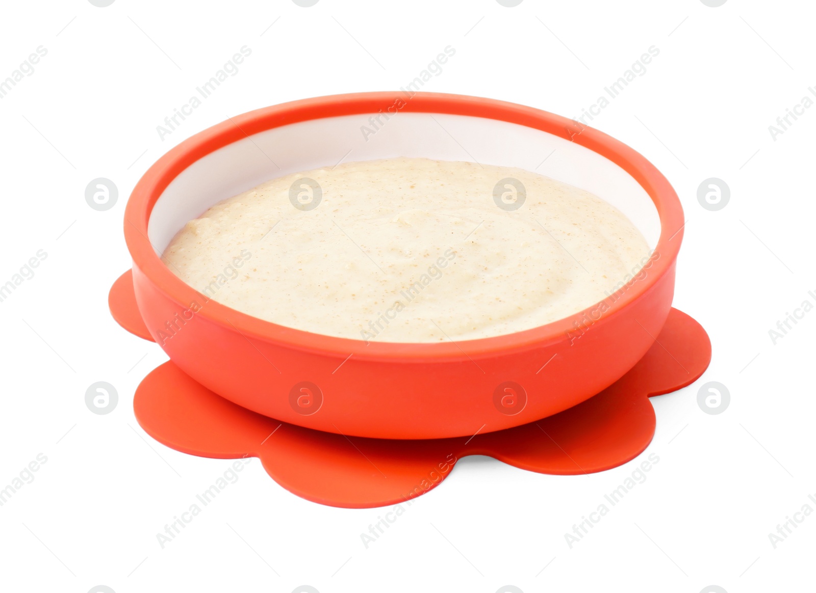 Photo of Tasty baby food in bowl isolated on white