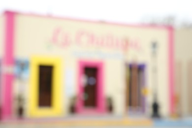 Photo of San Pedro Garza Garcia, Mexico – February 8, 2023: blurred view of beautiful La Chalupa cafe outdoors