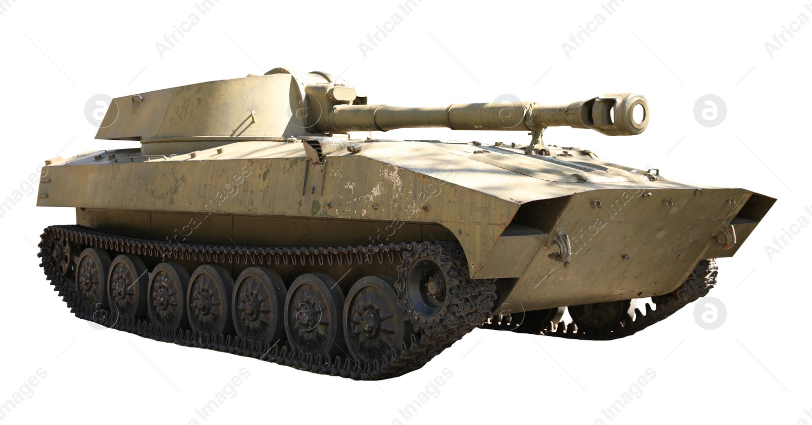 Image of Army tank isolated on white. Military machinery