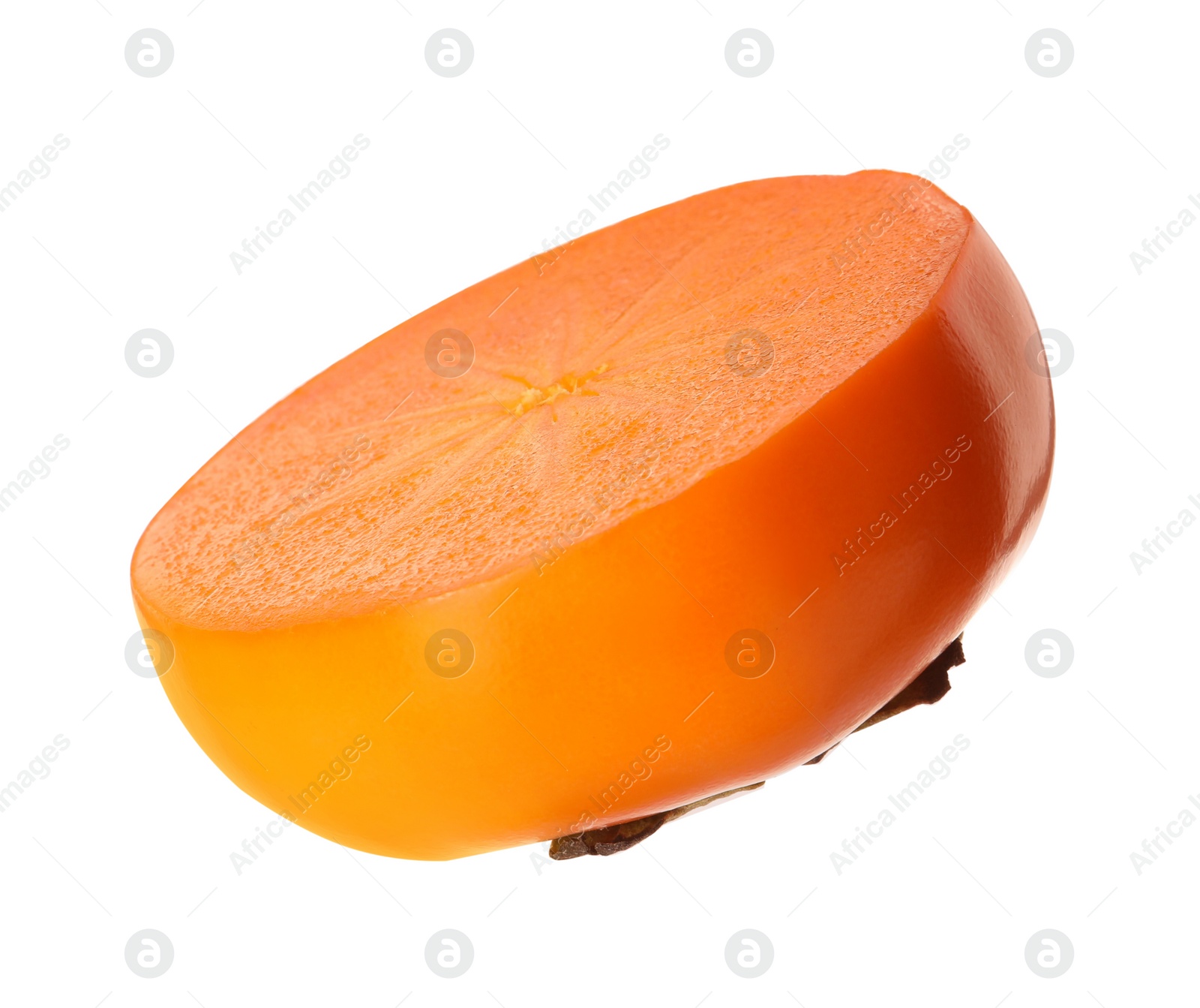 Photo of Piece of delicious ripe juicy persimmon isolated on white