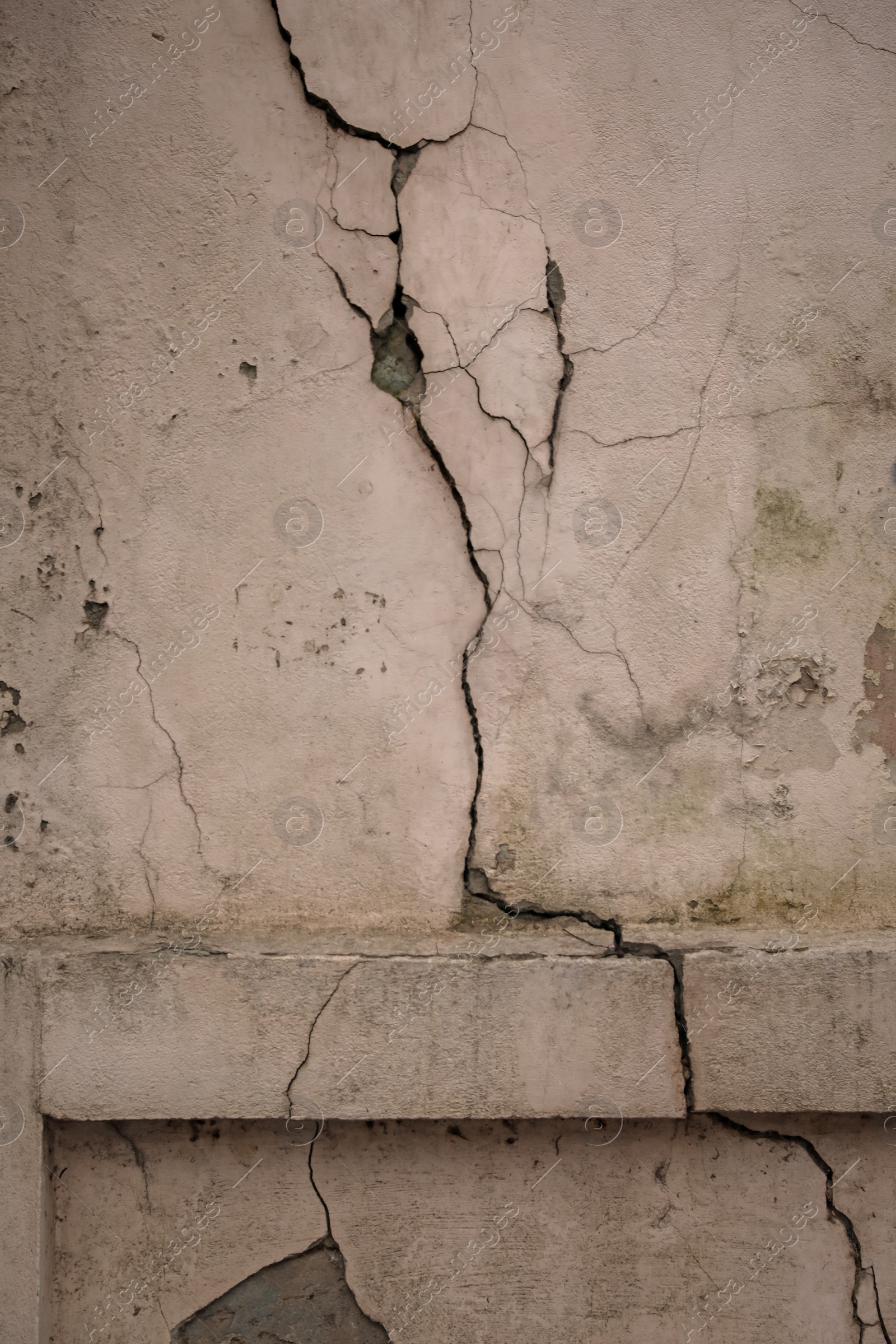 Photo of Large crack on side of building after strong earthquake