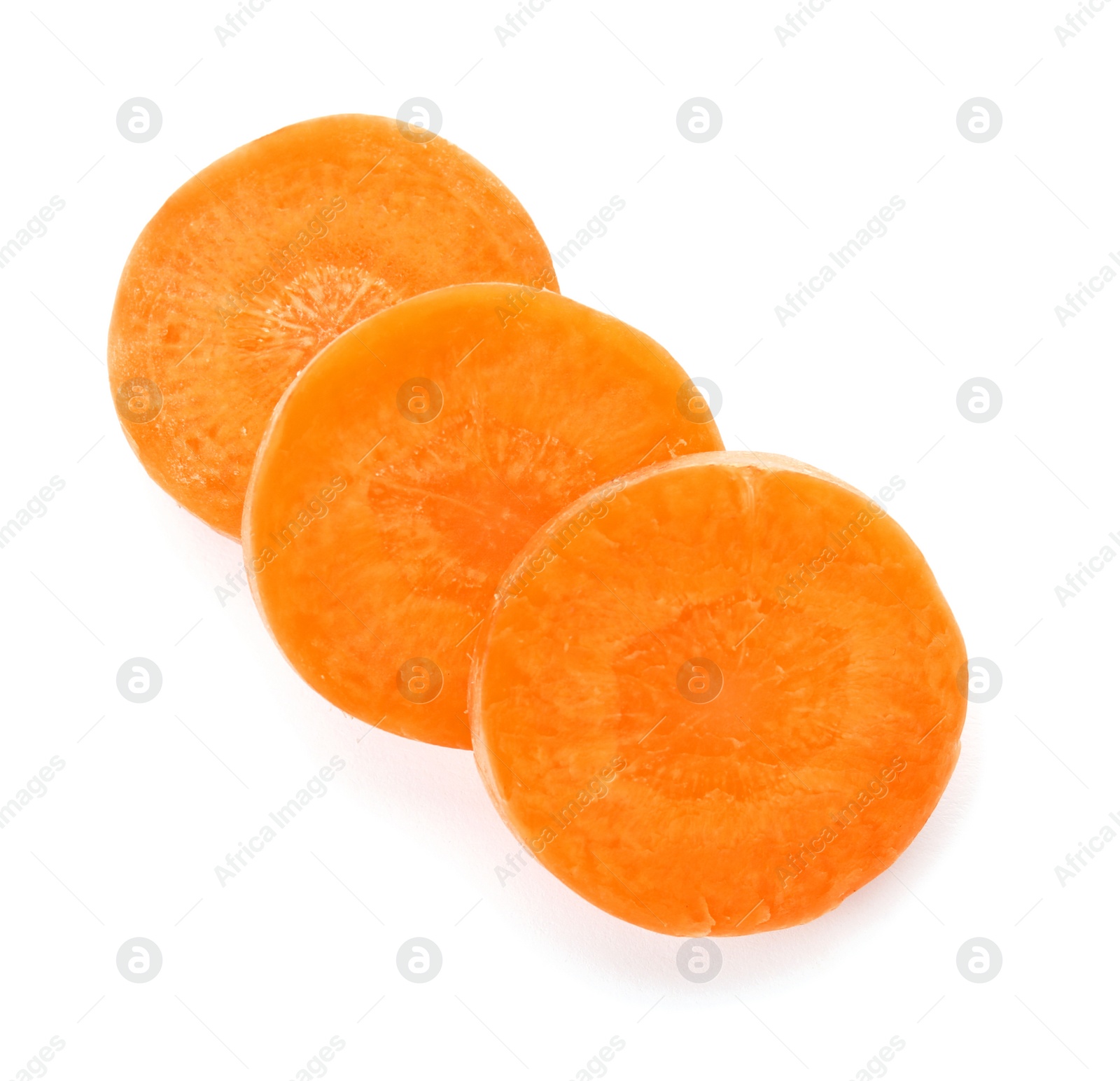 Photo of Ripe sliced carrot on white background