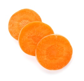 Photo of Ripe sliced carrot on white background