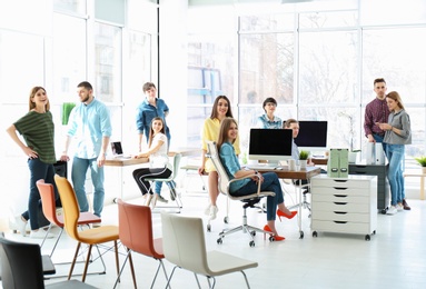 Young people having business training in office