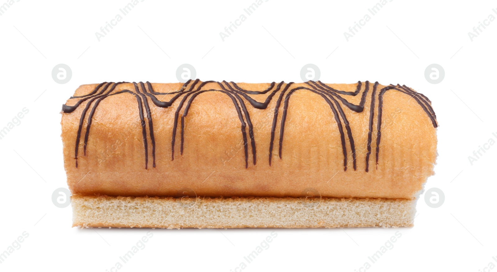 Photo of Tasty cake roll isolated on white. Yummy dessert