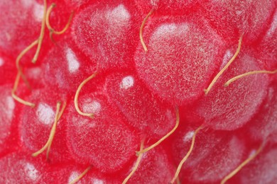 Texture of ripe raspberry as background, macro view. Fresh berry