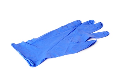 Photo of Protective glove isolated on white. Medical item