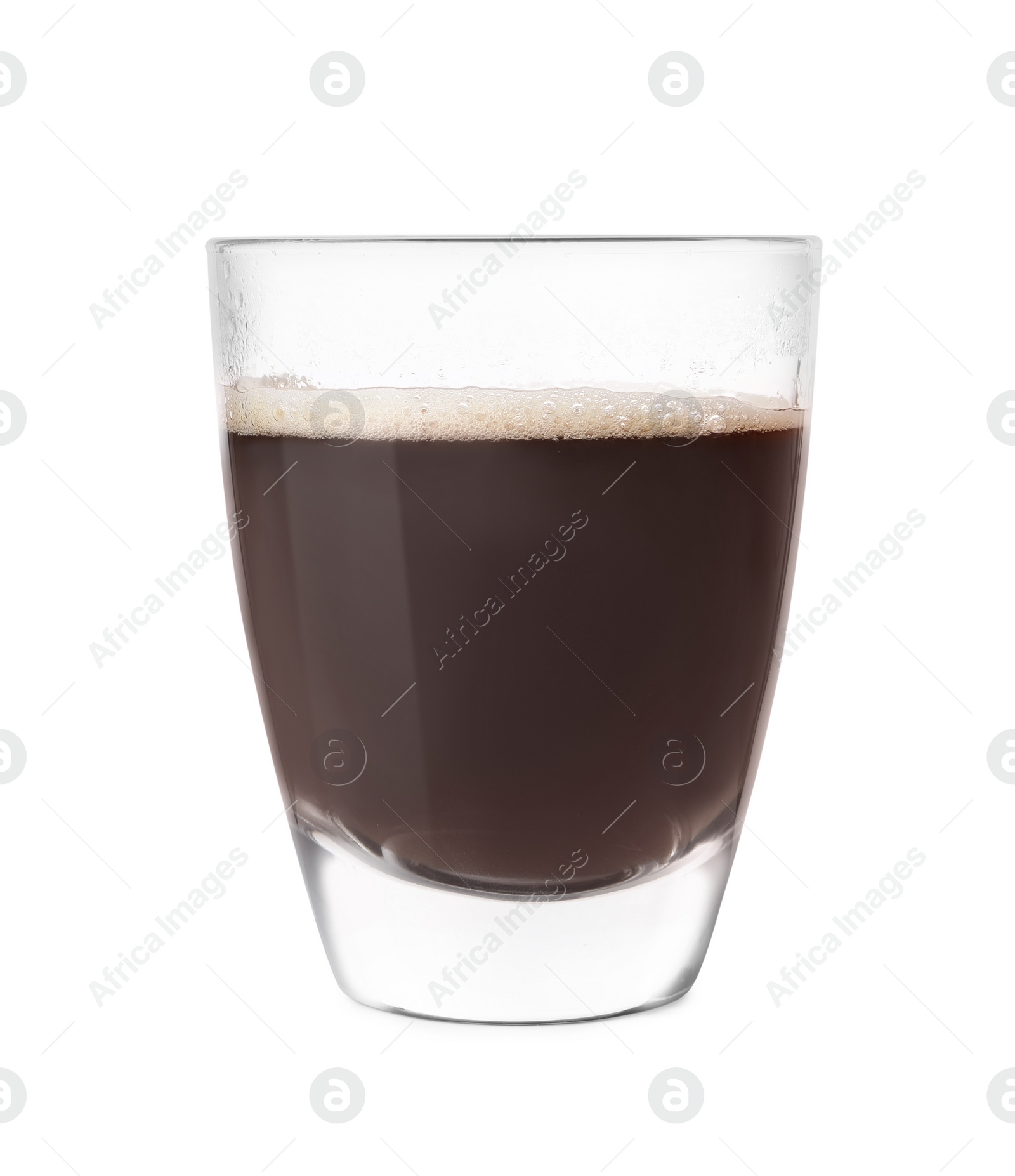 Photo of Aromatic coffee in glass isolated on white