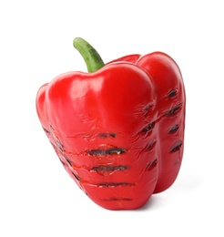 Grilled ripe paprika pepper on white background