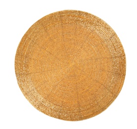Beautiful gold table mat on white background, top view