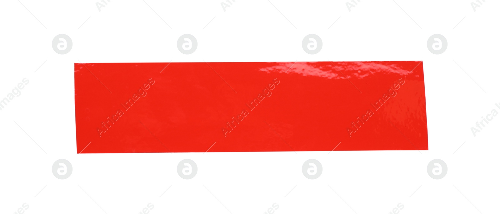 Photo of Piece of red adhesive tape isolated on white, top view