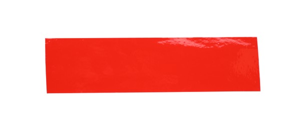 Piece of red adhesive tape isolated on white, top view