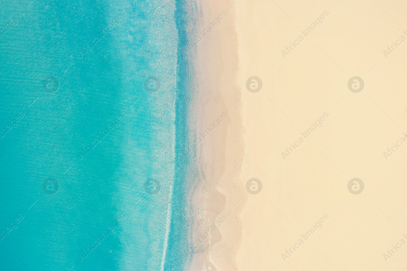 Image of Beautiful sandy beach and sea, top view