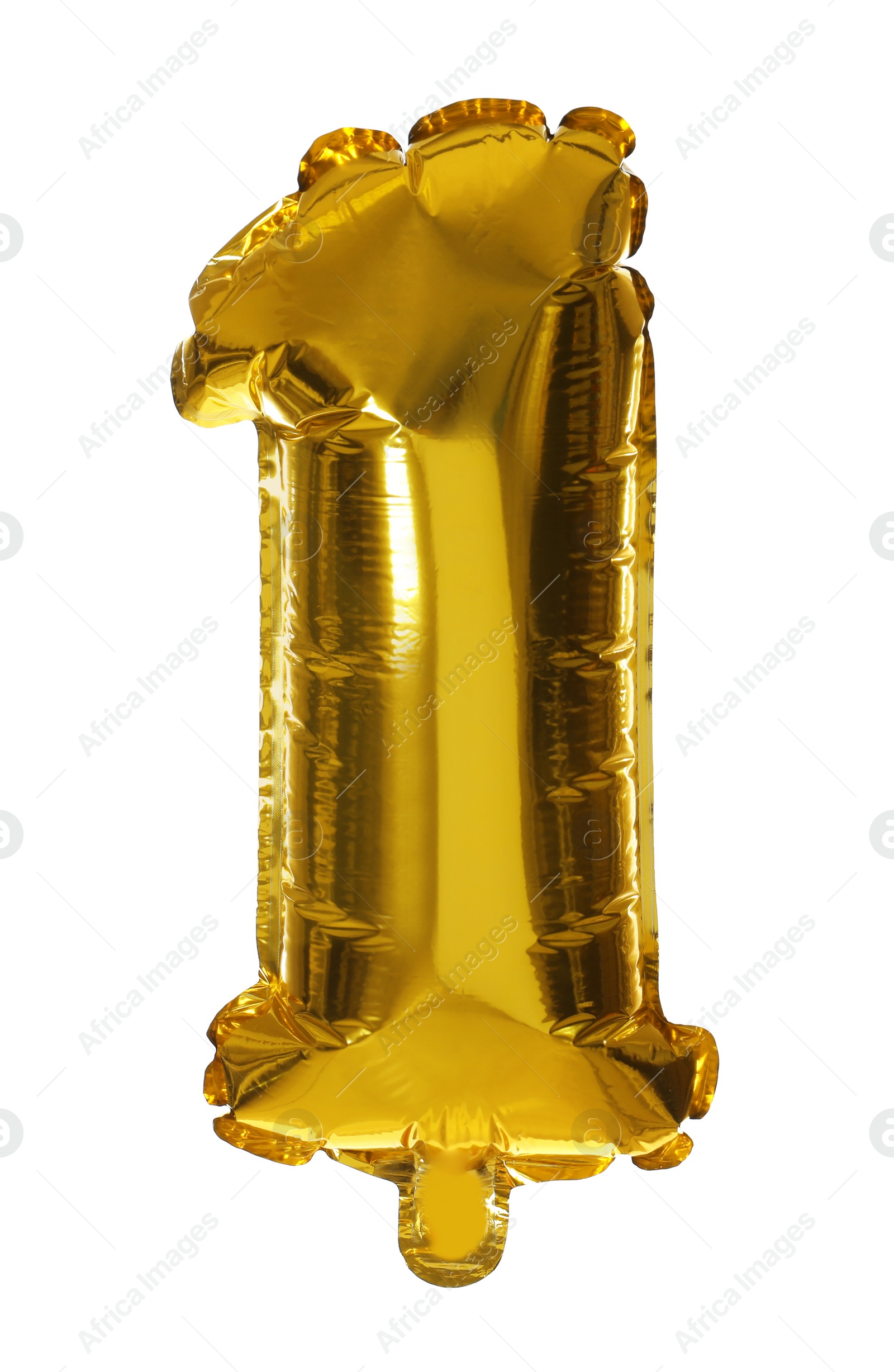 Photo of Golden number one balloon on white background