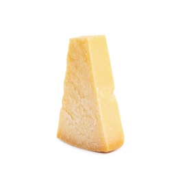 Photo of Piece of delicious parmesan cheese isolated on white