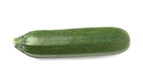 Photo of One raw ripe zucchini isolated on white