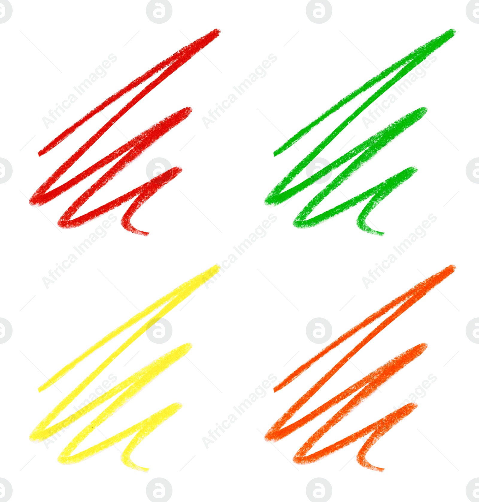 Image of Collage of color drawn pencil scribbles on white background