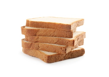 Photo of Fresh bread on white background. Baked goods