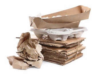 Photo of Heap of waste paper isolated on white