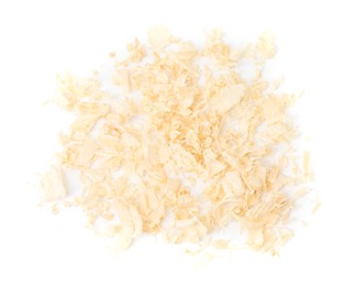 Photo of Natural sawdust isolated on white, top view