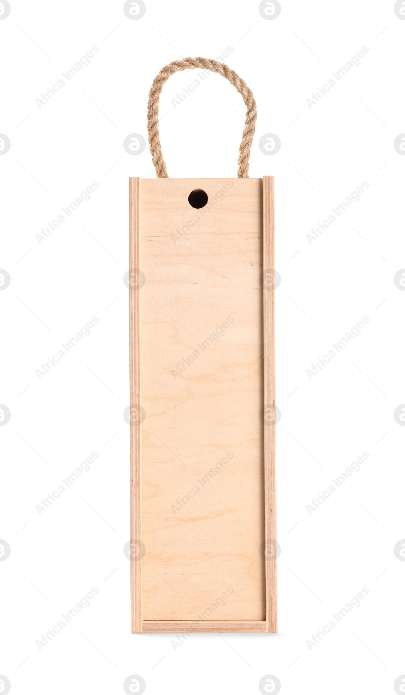 Photo of One wooden wine box isolated on white