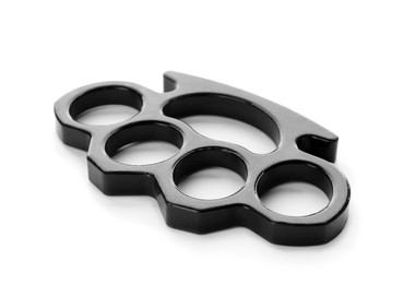 New black brass knuckles isolated on white