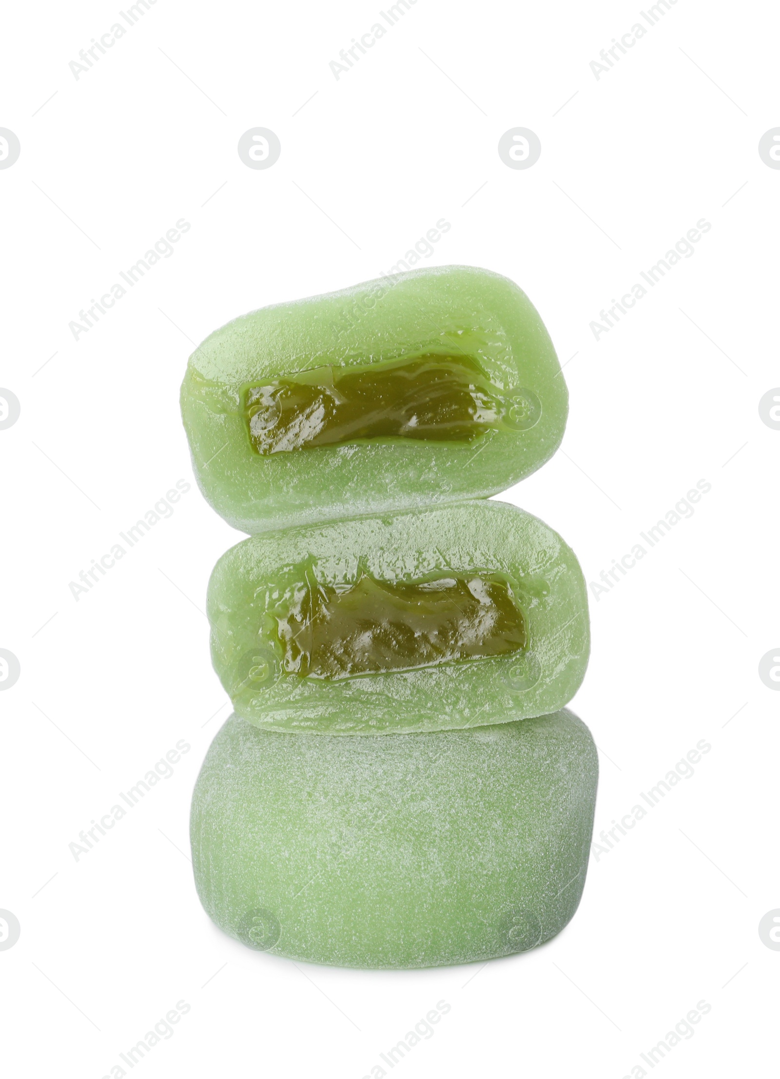 Photo of Delicious mochi on white background. Traditional Japanese dessert