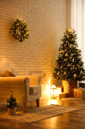 Photo of Beautiful living room interior decorated for Christmas