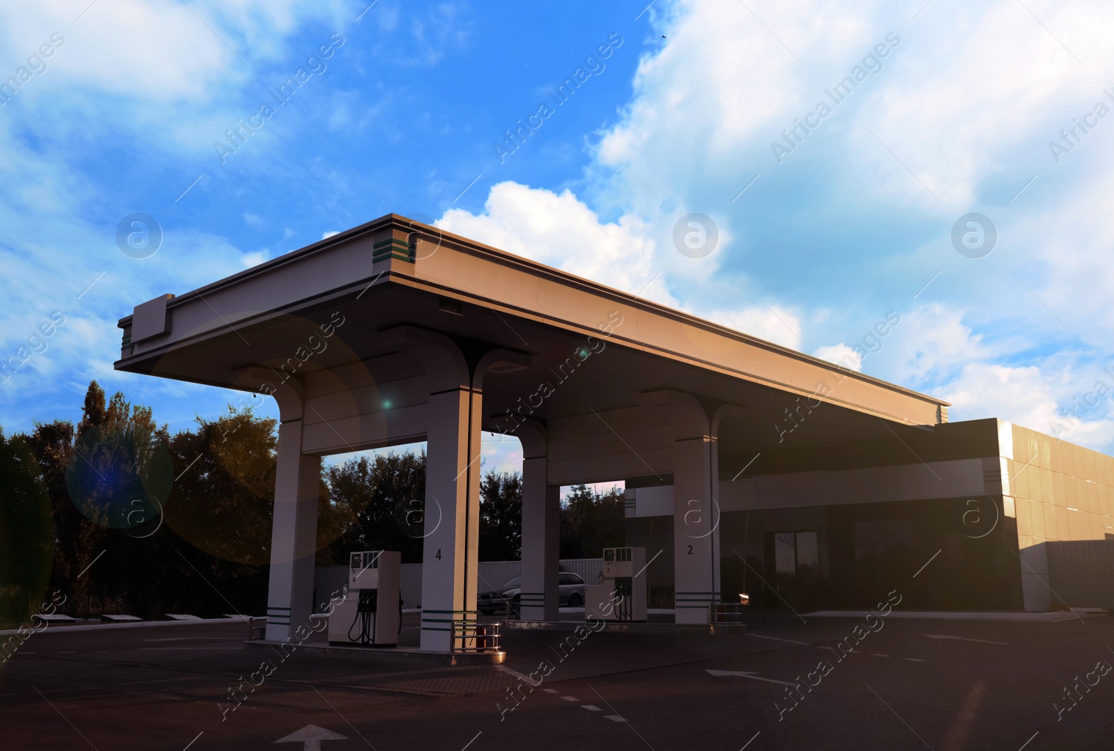 Image of Modern gas filling station beside the road 