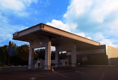 Image of Modern gas filling station beside the road 