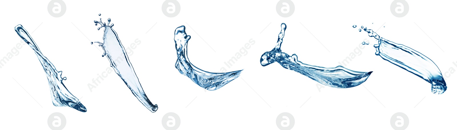 Image of Set with splashes of pure water on white background. Banner design