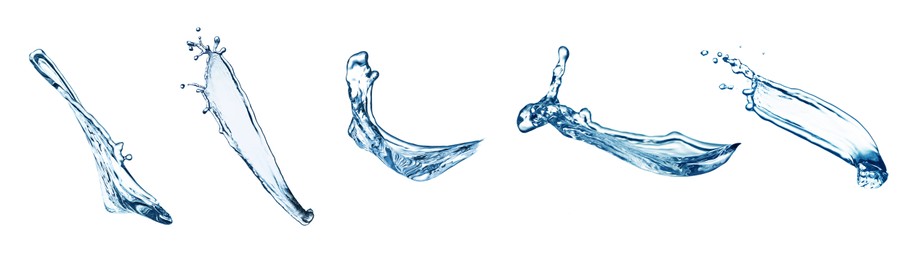 Image of Set with splashes of pure water on white background. Banner design