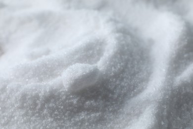 Photo of Organic white sea salt as background, closeup