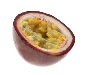 Photo of Slice of passion fruit on white background