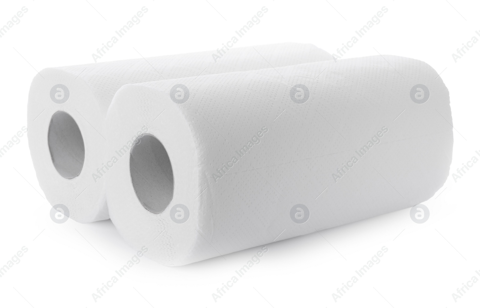 Photo of Rolls of paper towels isolated on white