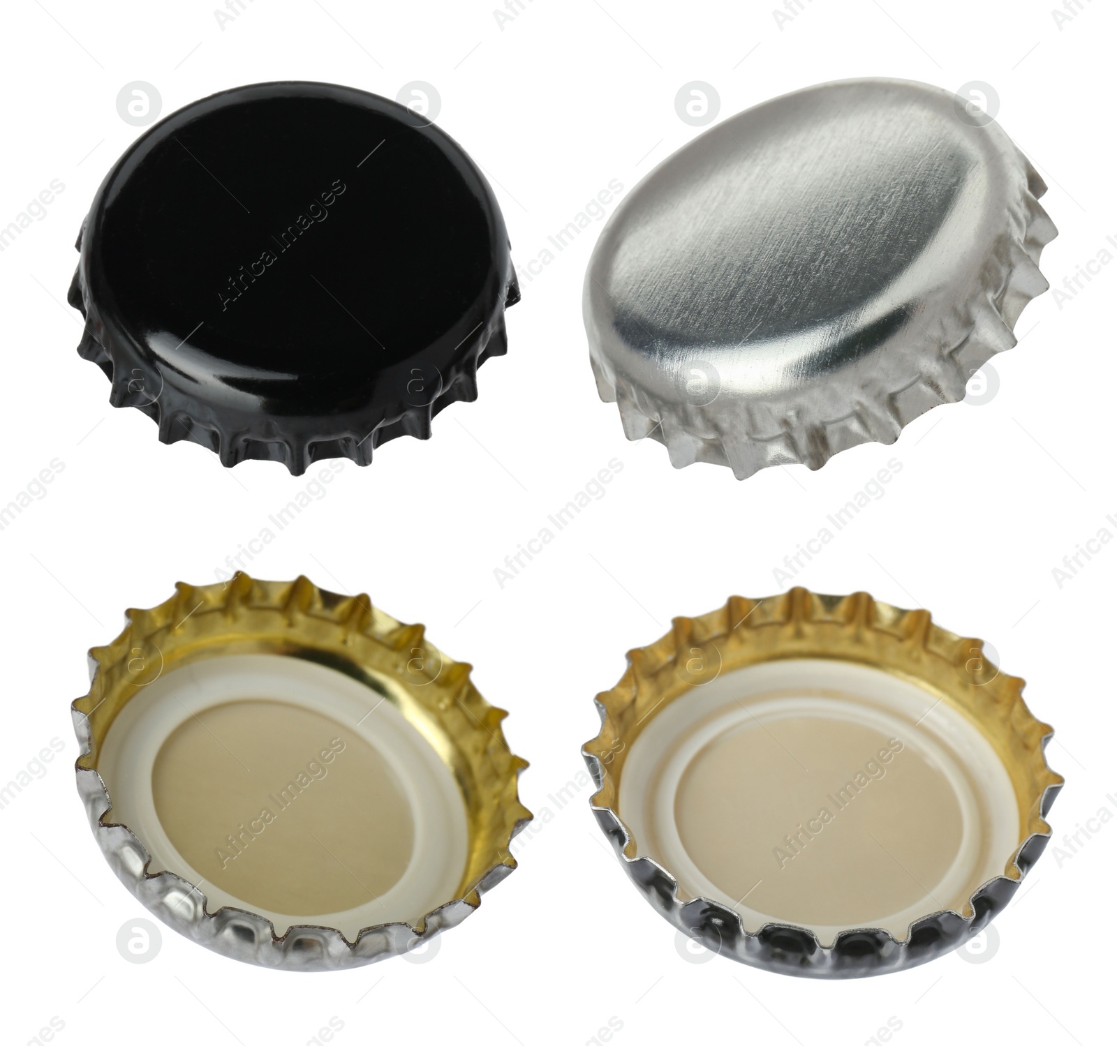 Image of Beer bottle caps isolated on white, set