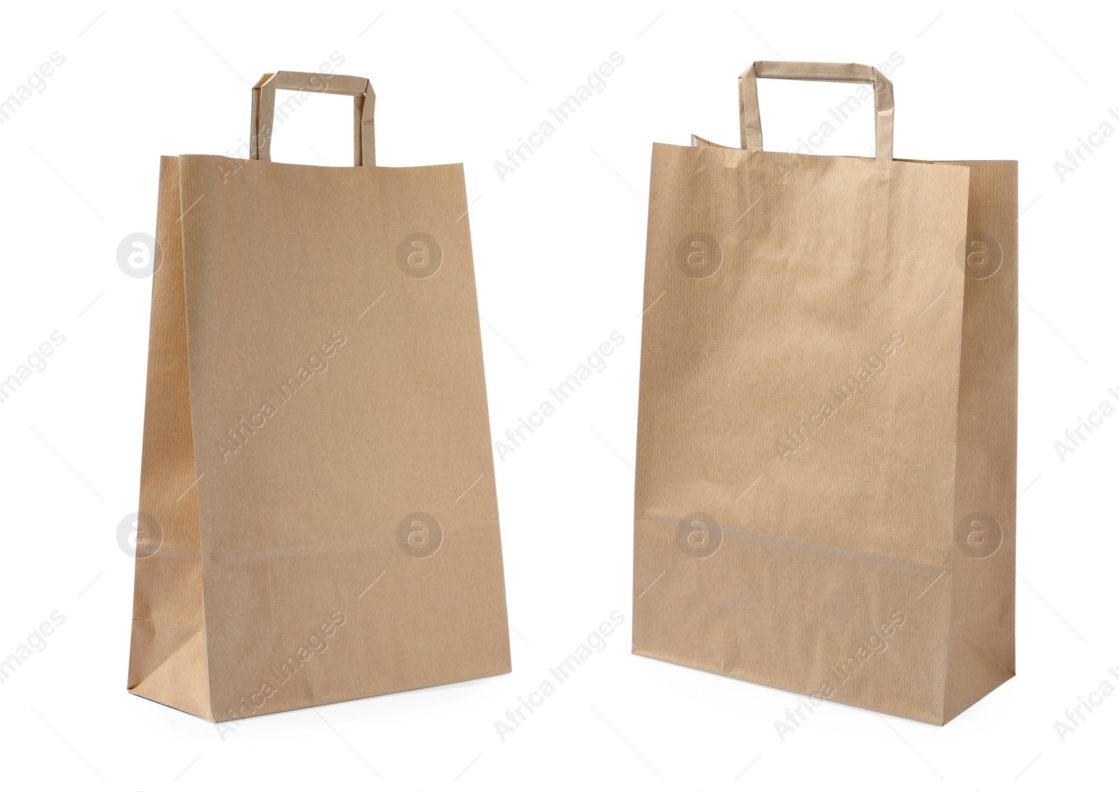 Image of Two paper bags on white background, collage