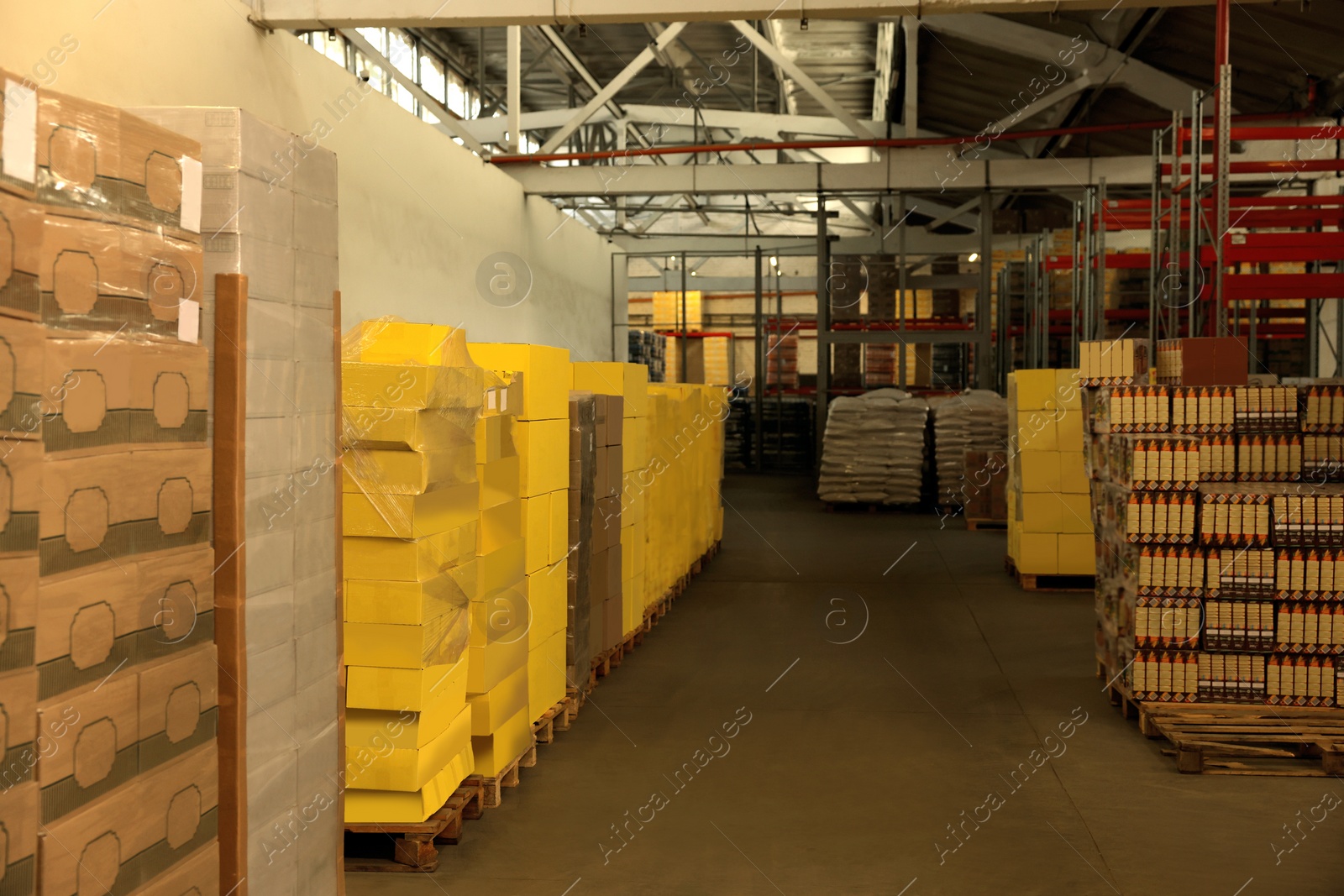 Image of Warehouse with lots of products. Wholesale business