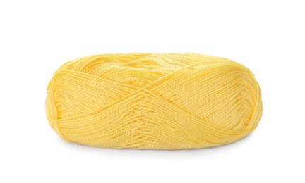 Soft yellow woolen yarn isolated on white