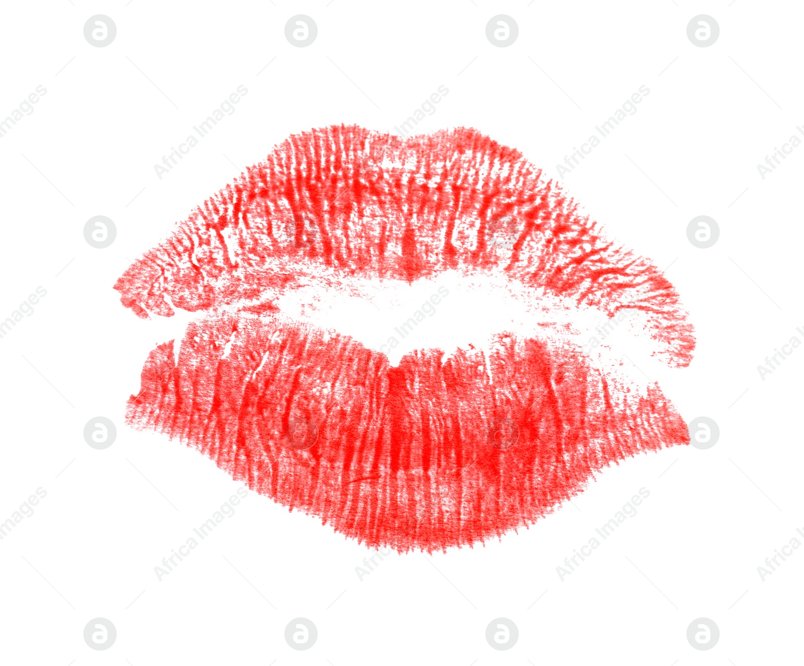 Photo of Lipstick kiss, isolated on white