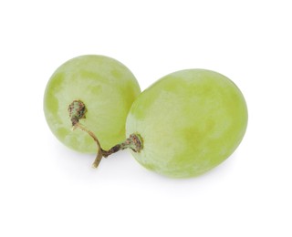 Photo of Two ripe green grapes isolated on white