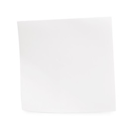 Blank sticky note on white background, top view